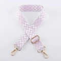 Detail of adjustable lavender woven shoulder strap with gold metal lobster clasps - Light Gold Buckle / Light Purple