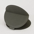 Olive green leather foldable round pocket mirror with textured litchi pattern design - Morandi Gray