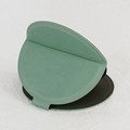 Portable light green faux leather case for slim stainless steel folding makeup mirror - Teal Blue