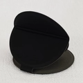 Portable round folding mirror with black protective leather case and stainless steel core - Elegant Black