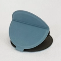 Portable blue leather folding mirror sleeve showing high-quality fine grain texture - Norway Blue