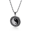 Silver stainless steel Tai Chi pendant necklace with black and white rhinestones - Style C Steel Color / Pendant Only