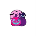 Halloween enamel pin with purple cat in wizard hat and pink pumpkin lantern motif - Pumpkin Cat (CZ1324-4)