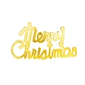 Golden Merry Christmas script ornament with glitter texture for festive holiday decor - 2.5cm / Gold