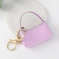 Mini porte-clés sac à main en cuir PU violet avec accessoires dorés, charmant pendentif de sac. - Violet