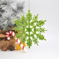 Green glitter snowflake ornament with hanging string for Christmas tree decoration - Light Green