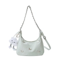 Sac hobo plissé vert menthe avec papillons argentés et pendentif nuage doux - Vert avec Breloque