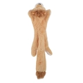 Flat squeaky fox plush dog toy made of khaki short-hair fabric with a brown faux fur tail - Lion