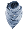 Thick blue knitted scarf with gradient stripes and a silver metal buckle closure - 150*75cm / Blue Knit Color Block (Image 33)