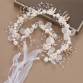 15# Floral Wreath Headband + Wrist Corsage - White