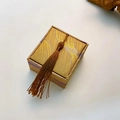 Golden brocade jewelry gift box with luxury dark brown tassel for rings and necklaces - Ring Box