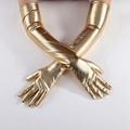 Guantes largos sexys de cuero PU dorado metalizado para cosplay y espectáculos de danza - Dedo Completo / Dorado