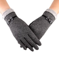 Damen Winterstrickhandschuhe in Dunkelgrau mit Kunstpelzbesatz und schicker Schleife - Grau mit kleinem Pelzrand