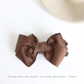 Deep brown ribbon bow banana clip with textured fabric for thick hair styling - Coffee Double Layer Bow Ponytail Clip