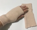 Beige knitted fingerless gloves for women, warm winter wrist warmers for typing - One Size / Beige