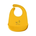 Waterproof yellow 3D silicone baby bib featuring a cute banana print and text - Banana - Vibrant Light Orange