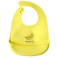 Waterproof yellow silicone baby bib with banana print and adjustable neck strap - Banana - Goose Yellow