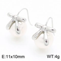 Orecchini a perla con fiocco in acciaio inossidabile, 11x10mm per set estivo - Stile Gancio per Orecchio Colore Acciaio (KE116141-KFC) / Color Acciaio