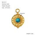 Gouden zonnehanger van roestvrij staal met turquoise steeninleg op een witte achtergrond - Turkoois Zon Model (1611)