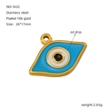 18k vergulde roestvrijstalen Evil Eye-hanger met blauw druppelolie-emaille - Emaille Boze Oog Model (1632)