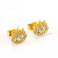 Pendientes de ojo en acero inoxidable chapado en oro de 18k con circonitas blancas - Blanco