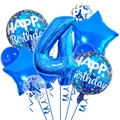 Set palloncini numero 4 blu da 32 pollici con stelle e paillettes per festa di 4 compleanno - Numero 4 / Blu scuro