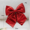 Sparkling red sequin Christmas tree bow ornament, dimensions 30cm x 35cm for holiday decor - Large / Red