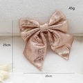 Pink sequin fabric Christmas tree bow ornament, 20x25cm large glitter decoration - Small / Champagne
