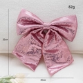 Sparkling pink sequin Christmas bow ornament, 35x30cm festive tree decoration for holidays - Large / Pink