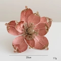 20cm dusty rose artificial magnolia flower with gold glitter and velvet petals - 20cm / Flesh Pink