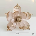 20cm champagne pink artificial magnolia flower with golden glitter for Christmas decor - 20cm / Champagne