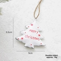 White metal Christmas tree ornament with red stars and merry christmas lettering - Christmas Tree