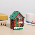 Red and green wooden Christmas house light with Santa Claus cutout patterns - Santa Claus Style A