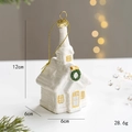 White church shaped Christmas tree ornament with golden windows and 12cm height - Chimney House