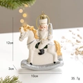 White and gold nutcracker riding a horse Christmas ornament, 12cm festive tree decoration - Soldier Riding Horse