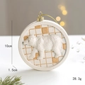 Polar bear relief round ornament with gold grid pattern, 10cm diameter holiday decor - Polar Bear