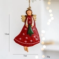 Angelo di Natale vintage in ferro con vestito rosso e motivi a fiocchi di neve - Tipo A (Vestito Rosso con Albero di Natale)