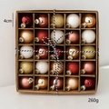 Doos met 25 gemengde 4cm kerstballen in rood, goud en wit met matte en glitterafwerkingen - Stijl A Rood/Goud/Wit/Rozegoud 25 Stuks