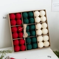 3cm Christmas wool felt ball set in red green and white with hemp rope for DIY decor - Style F Classic Trio Colors 3cm Set of 36
