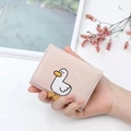 Cartera corta rosa para mujer con diseño de pato lindo en cuero PU de calidad - Rosa