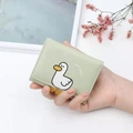 Cartera compacta de tres pliegues en cuero sintético verde menta con lindo diseño de pato - Verde