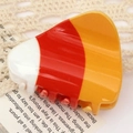 Glossy candy-colored striped claw clip with a three-color festive pattern for hair - Christmas Hat