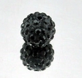 Λήψη macro μαύρης χάντρας Shamballa 8mm από πηλό με λαμπερά διαμάντια και στρας - Μαύρο
