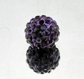 Macro shot of 8mm purple clay bead with faceted black rhinestones for jewelry making - Dark Purple
