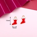 Christmas stocking alloy enamel pendants in red and white colors 15mm x 10mm size - 15# Christmas Stocking