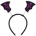 Detail of Halloween headband featuring black glitter bat wings on flexible metal springs - 31# Bat