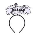 Detail of Halloween headband with white felt ghost, bat and Happy Halloween text decor - 37# Ghost