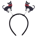 Halloween headband with black spring-mounted kittens and red sequin bows decor - 57# Cat