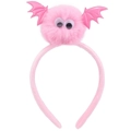 Detail of pink plush bat headband with spring-loaded eyes for Halloween parties - 60# Pink Hairball Bat
