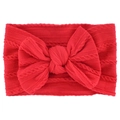 Red jacquard nylon baby headband with a soft large bow on a clean white background - Red
